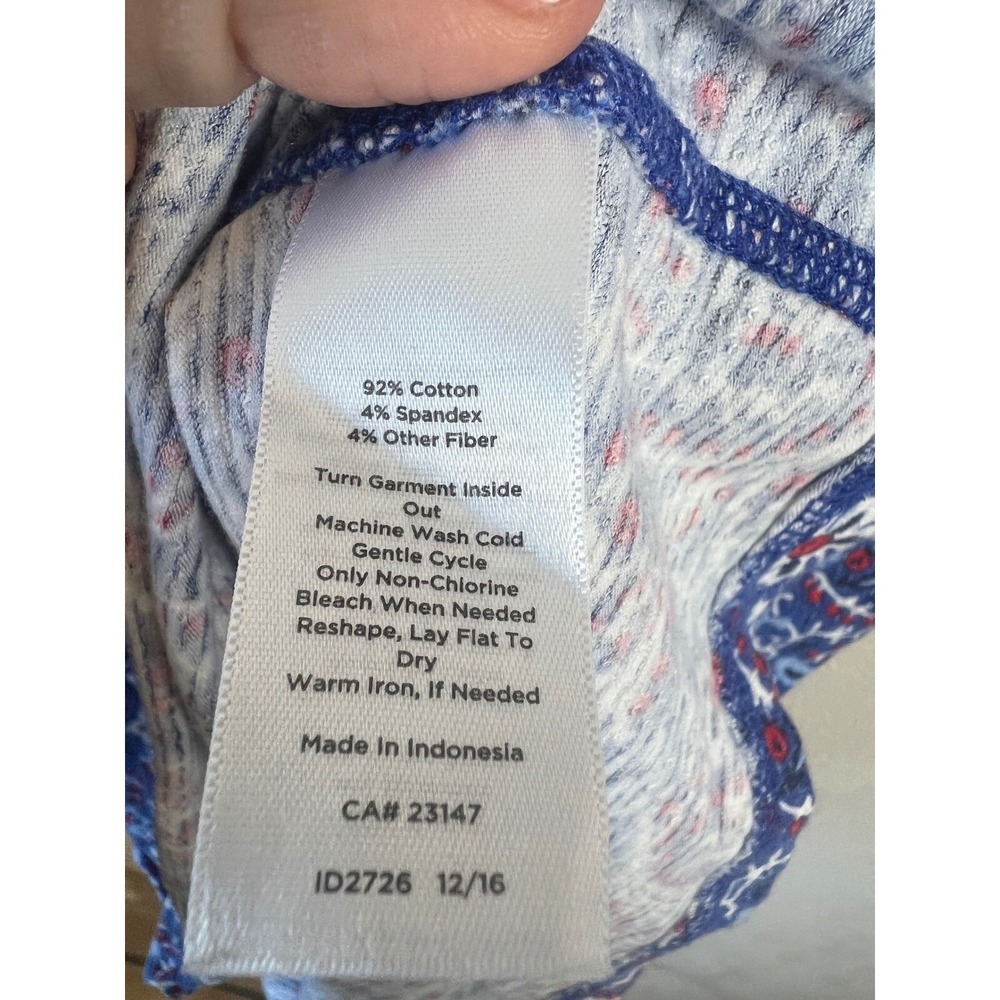 T by Talbots‎ Paisley Floral Performance Top Size 3X Plus Blue Red Holiday - Picture 5 of 9